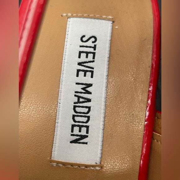 Steve Madden Smokee Red Slingback Flats | Silver Buckle Detail Sz 6.5 Vegan NWB - Picture 9 of 11